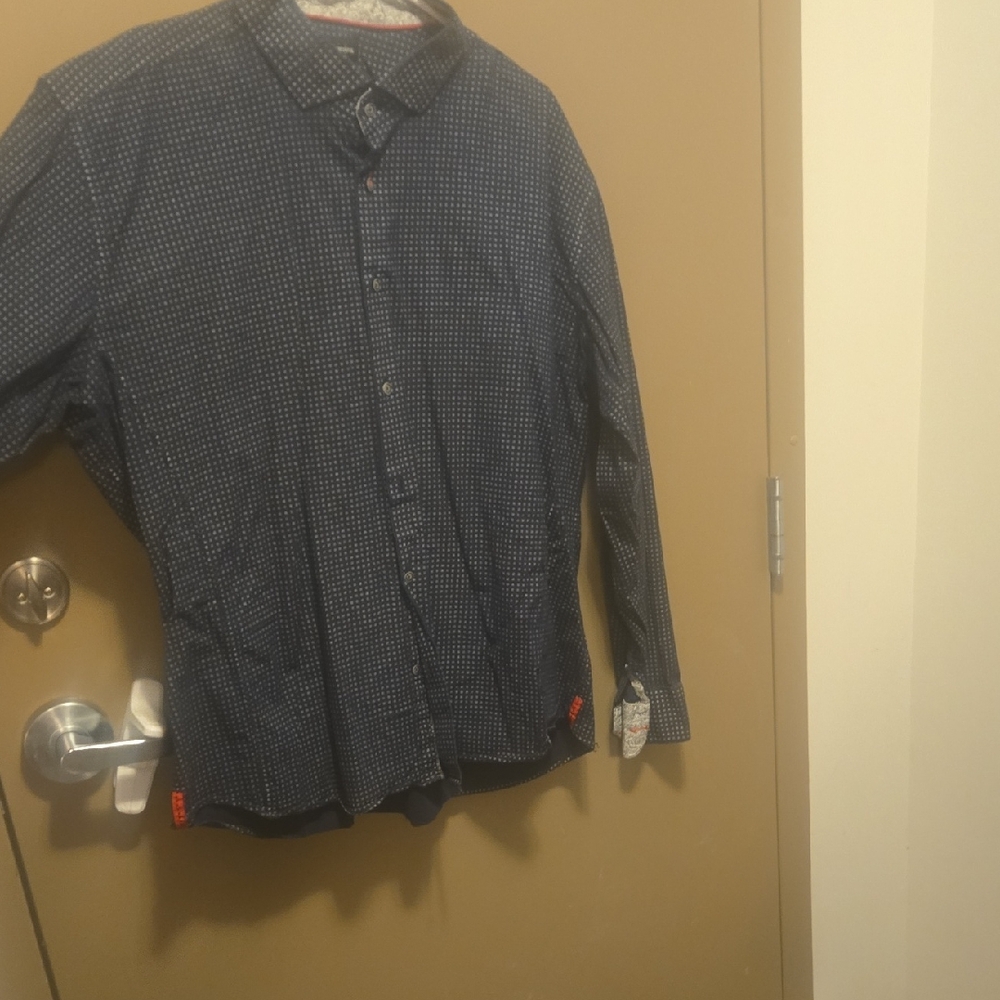 Stylish Dark Blue Casual Button Down Shirt